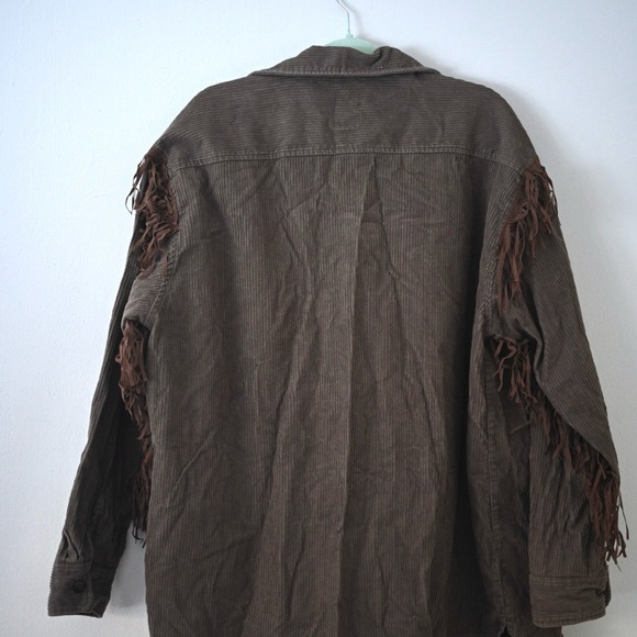 Vintage 90’s Old Navy Brown Fringe Zipped Corduroy Jacket Size M(men’s) Y2K Boho - Picture 5 of 10